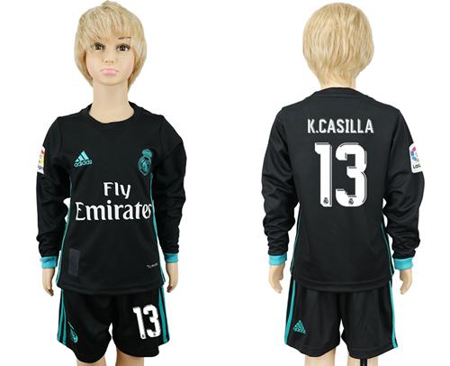 Real Madrid #13 K.Casilla Away Long Sleeves Kid Soccer Club Jersey